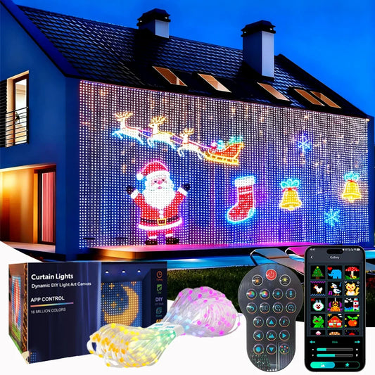 Smart LED Curtain Lights - App Control Music Sync - DIY Pattern Waterproof Fairy Lights for Indoor Outdoor Party