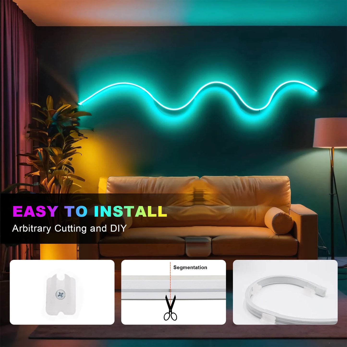 Premium RGBIC Neon LED Strip Light - WS2811 Waterproof Flexible Rope Light 84 LEDs/M (12V/24V, 2-20M)