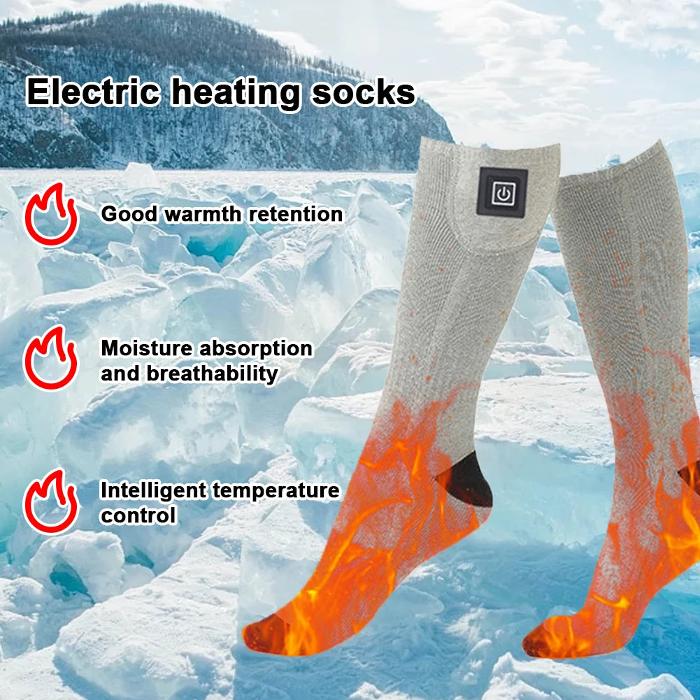 Electric Heated Socks 3 Level Temperature Electric Heating Socks Cold-Proof Winter Warm Thermal Socks for Outdoor Skiing Hiking
