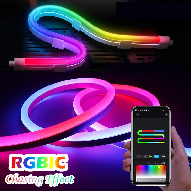 5V USB RGBIC Dreamcolor LED Strip Light - Flexible Neon Rope - Bluetooth Music Sync - Smart App Control