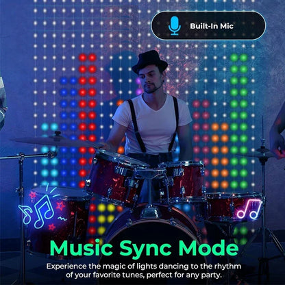 Smart LED Curtain Lights - App Control Music Sync - DIY Pattern Waterproof Fairy Lights for Indoor Outdoor Party