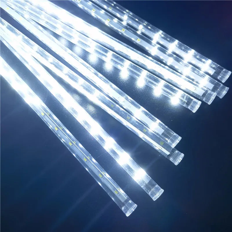 Meteor Shower LED String Lights - 8 Tube Cascading Rain Effect - Outdoor Waterproof Christmas Garden Wedding Decoration