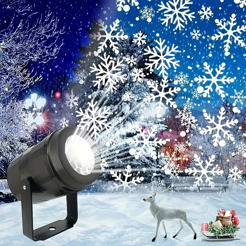 LED Snowflake Projection Light - USB Powered Rotating Projector - Christmas Halloween Winter Party Decoration