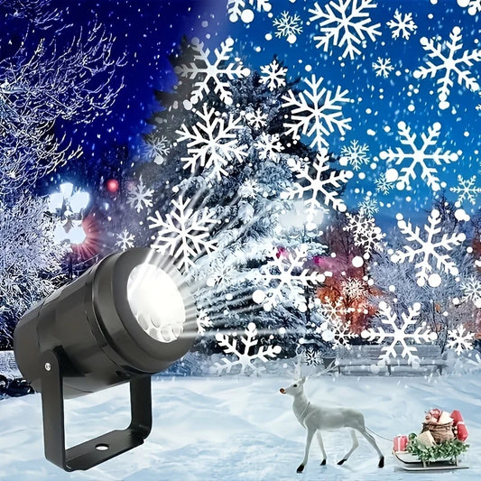 LED Snowflake Projection Light - USB Powered Rotating Projector - Christmas Halloween Winter Party Decoration