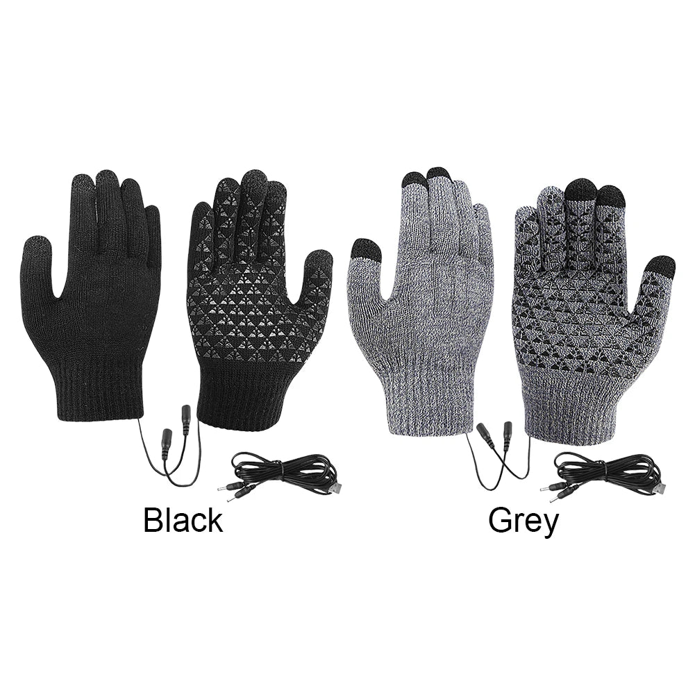 USB Heating Gloves Touch Screen Winter Snowboard Gloves Knitted Gloves Hand Warmer for Backpacking Mountaineering Riding Camping