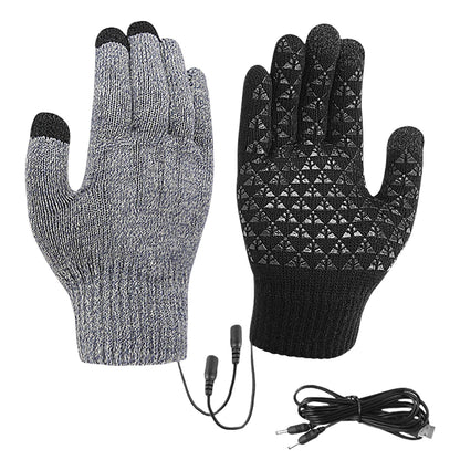 USB Heating Gloves Touch Screen Winter Snowboard Gloves Knitted Gloves Hand Warmer for Backpacking Mountaineering Riding Camping