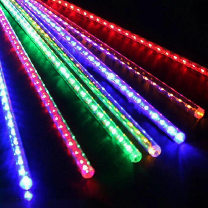 Meteor Shower LED String Lights - 8 Tube Cascading Rain Effect - Outdoor Waterproof Christmas Garden Wedding Decoration