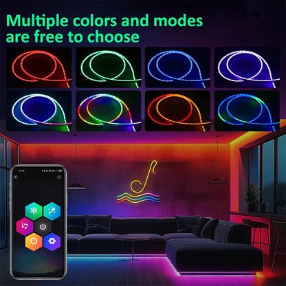 5V USB RGBIC Dreamcolor LED Strip Light - Flexible Neon Rope - Bluetooth Music Sync - Smart App Control