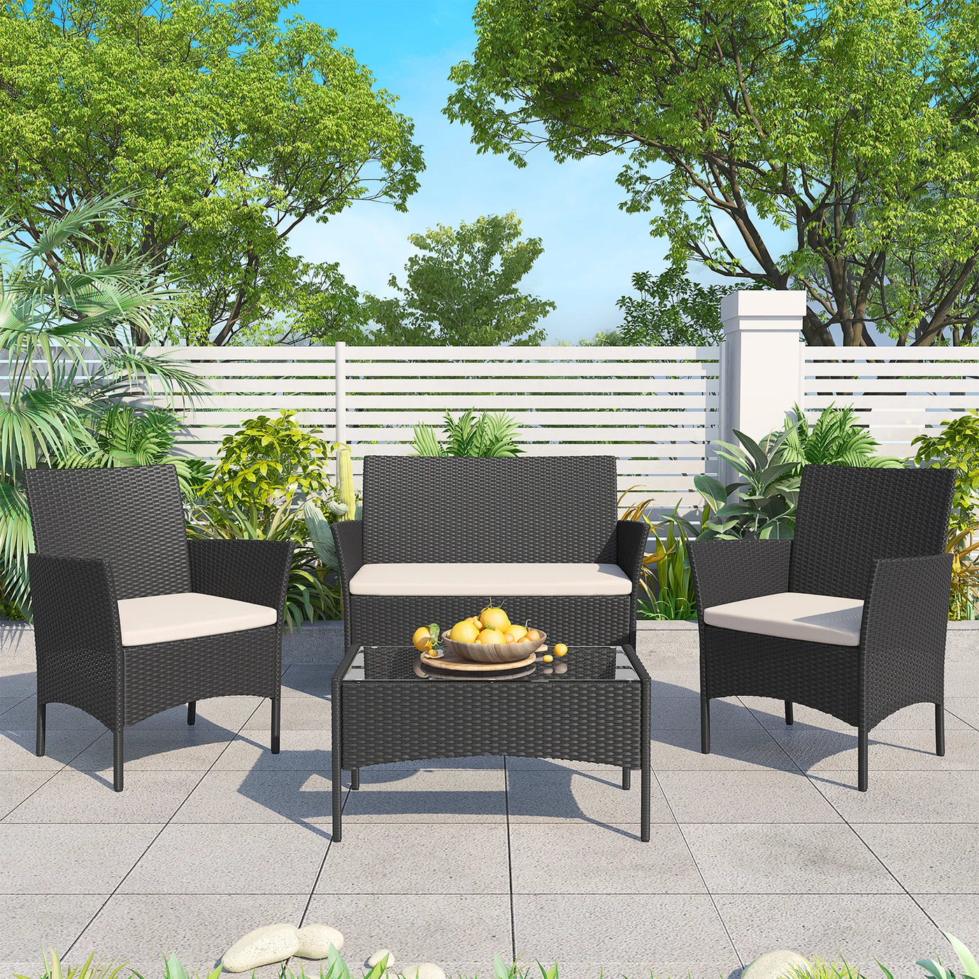 4-Piece Rattan Patio Set