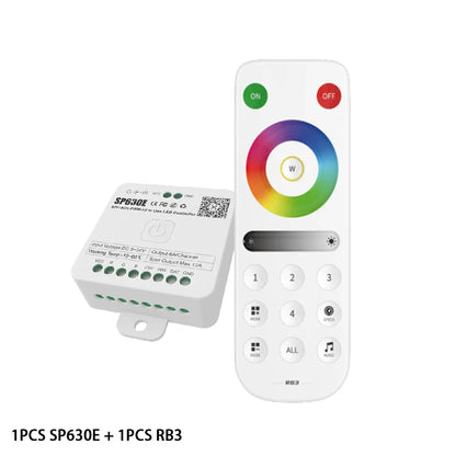 SP630E Bluetooth LED Controller - DC5V-24V WS2811 SPI RGB RGBW PWM Controller with 2.4G 4-Zone Touch Remote