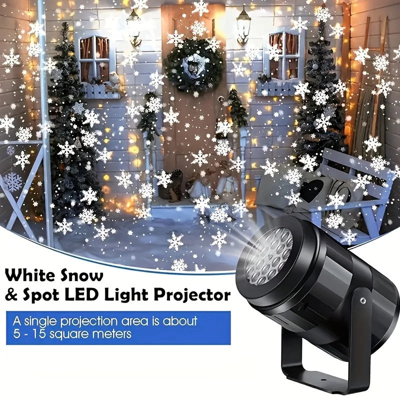 LED Snowflake Projection Light - USB Powered Rotating Projector - Christmas Halloween Winter Party Decoration