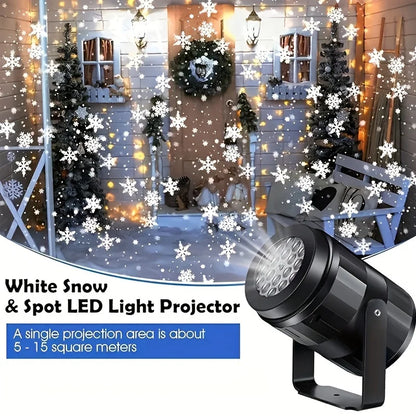LED Snowflake Projection Light - USB Powered Rotating Projector - Christmas Halloween Winter Party Decoration