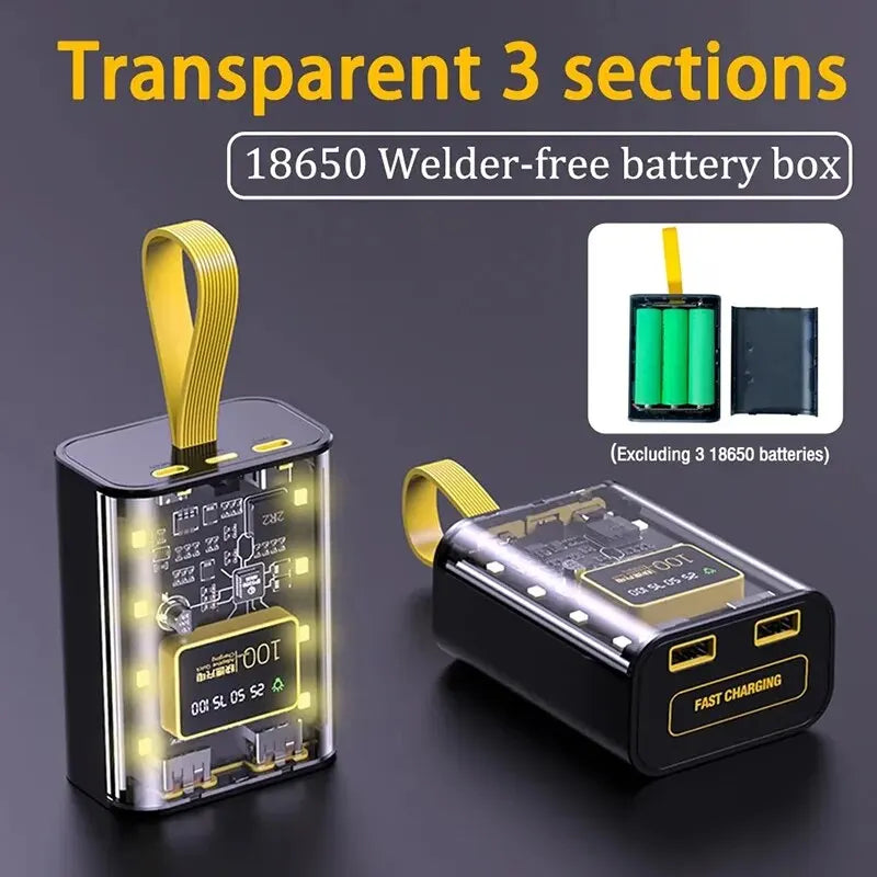3*18650 Power Bank Storage Case - Durable Organizer for Li-ion Batteries & DIY Power Bank Projects