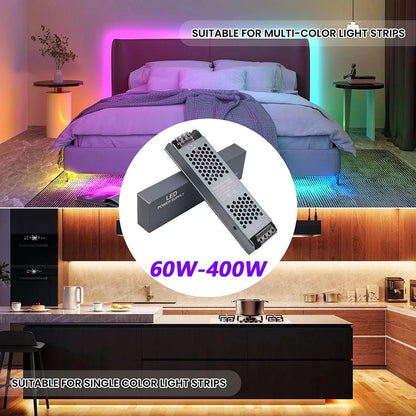12V 24V 60W 100W 150W 200W 300W 400W Transformer Power Supply 110V 220V 230V AC to 12 24 Volt DC LED Strip Light Bulb LED Driver