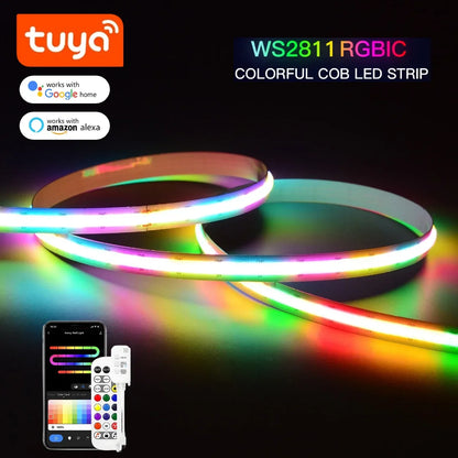 TUYA Smart WS2811 RGB COB LED Strip Light - Dreamcolor Addressable Music Sync Alexa Google Home (1-20M)