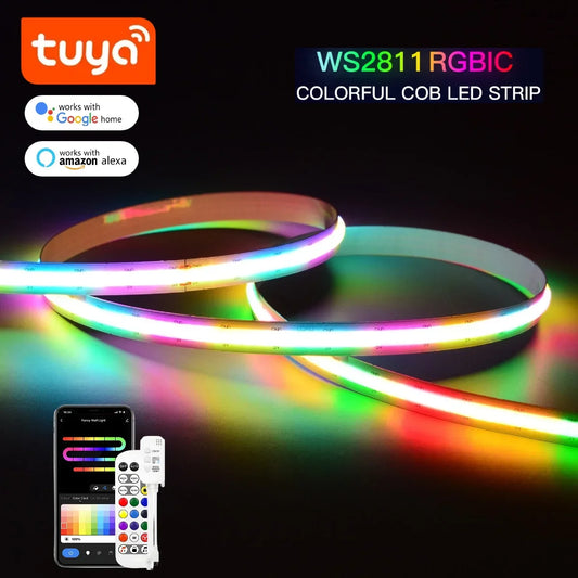 TUYA Smart WS2811 RGB COB LED Strip Light - Dreamcolor Addressable Music Sync Alexa Google Home (1-20M)