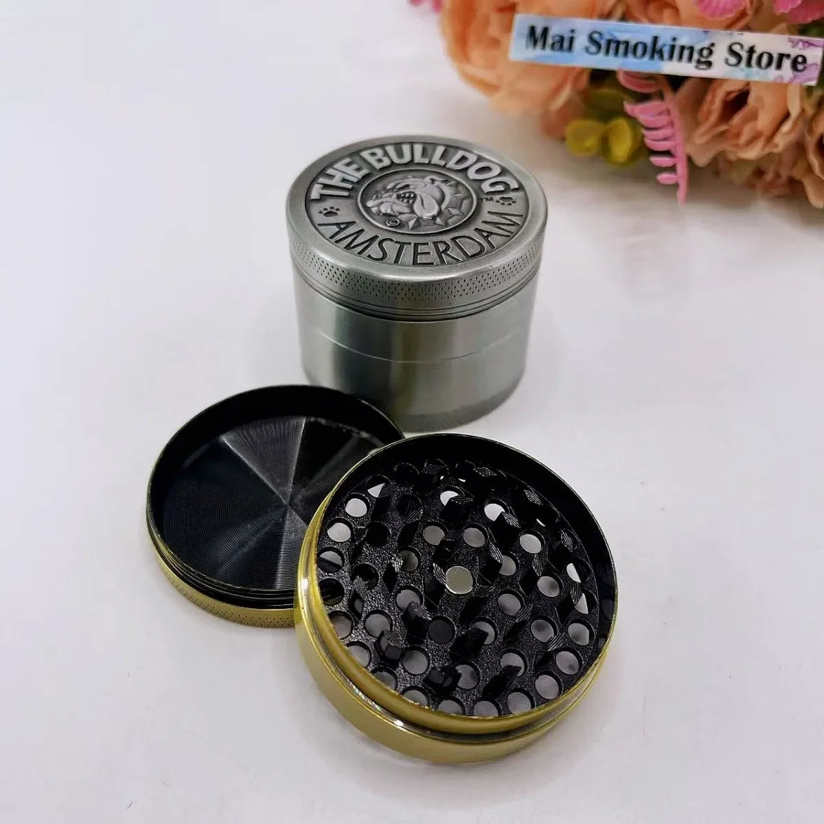 1.6/2inch Dog Herb Grinder Metal 4-layer Manual Spice Mill Salt Mortar Bulldog Tobacco Raw Grass Grinder Cigarette Smoking Tool