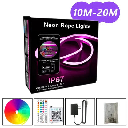 10M-30M LED RGB Neon Strip - DC 24V Smart Bluetooth - Waterproof IP65 - Music Sync for Pool & Outdoor