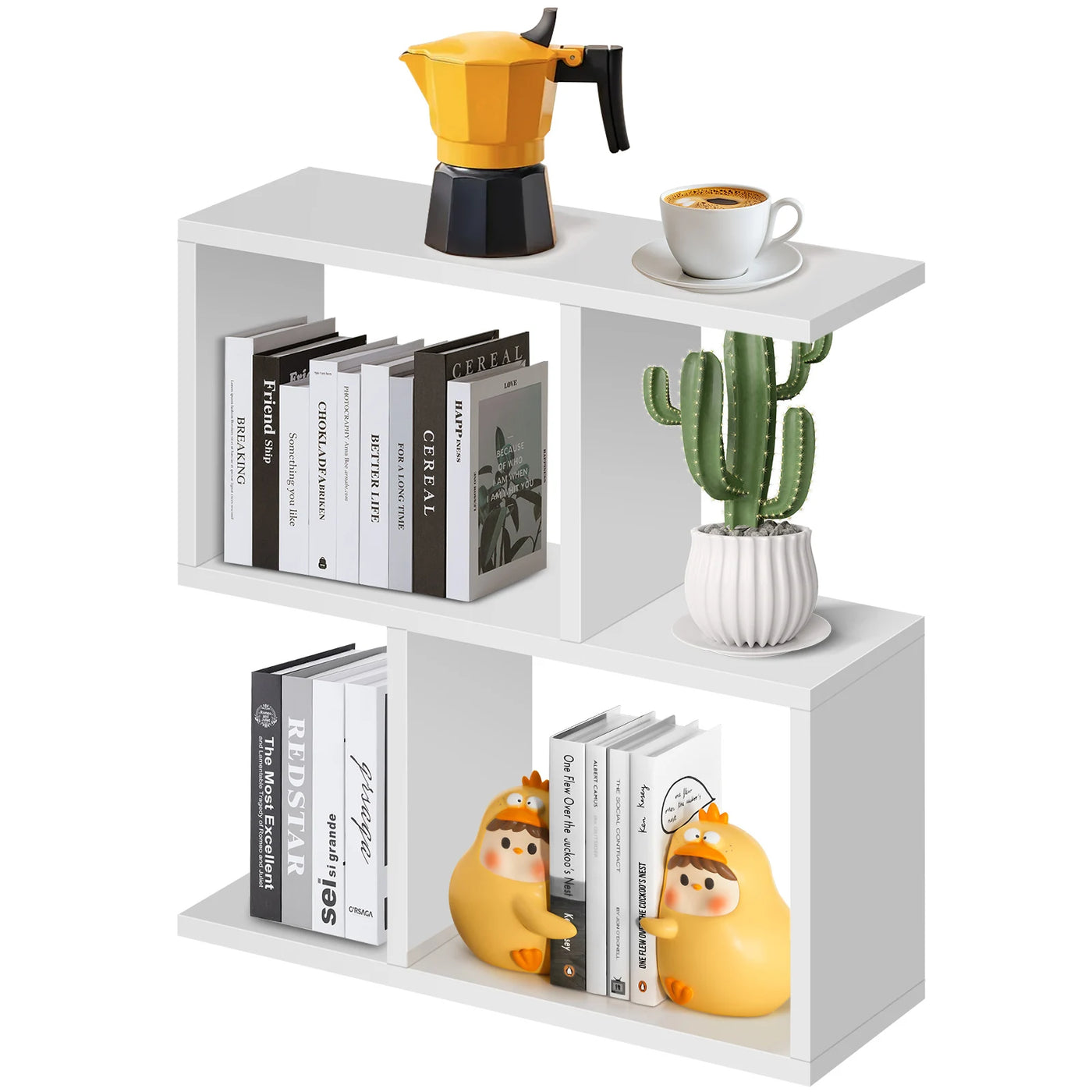 2-Tier S-Shaped Storage Side Table - Modern Organizer Table with Stylish Design for Living Room & Bedroom