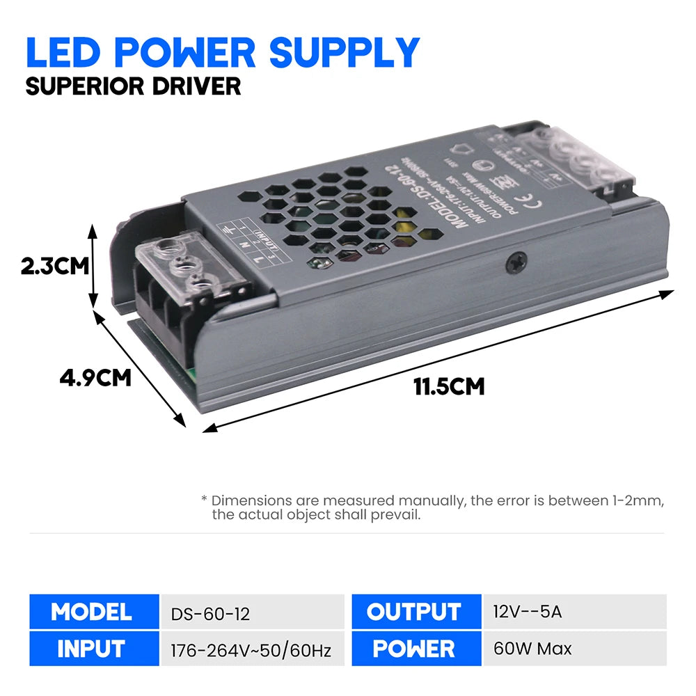 12V 24V 60W 100W 150W 200W 300W 400W Transformer Power Supply 110V 220V 230V AC to 12 24 Volt DC LED Strip Light Bulb LED Driver