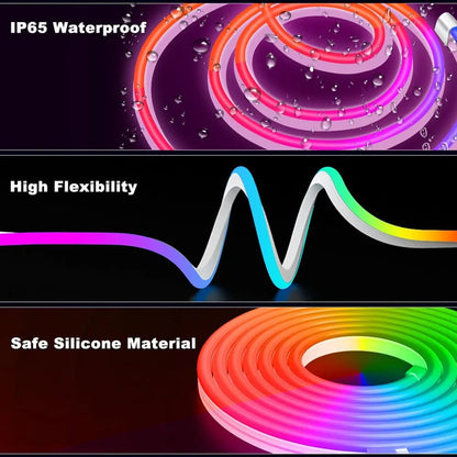 LED Neon Light Strip 24V - 1M/3M/5M RGB Neon Sign Tape - Alexa Compatible Home Decor Lighting