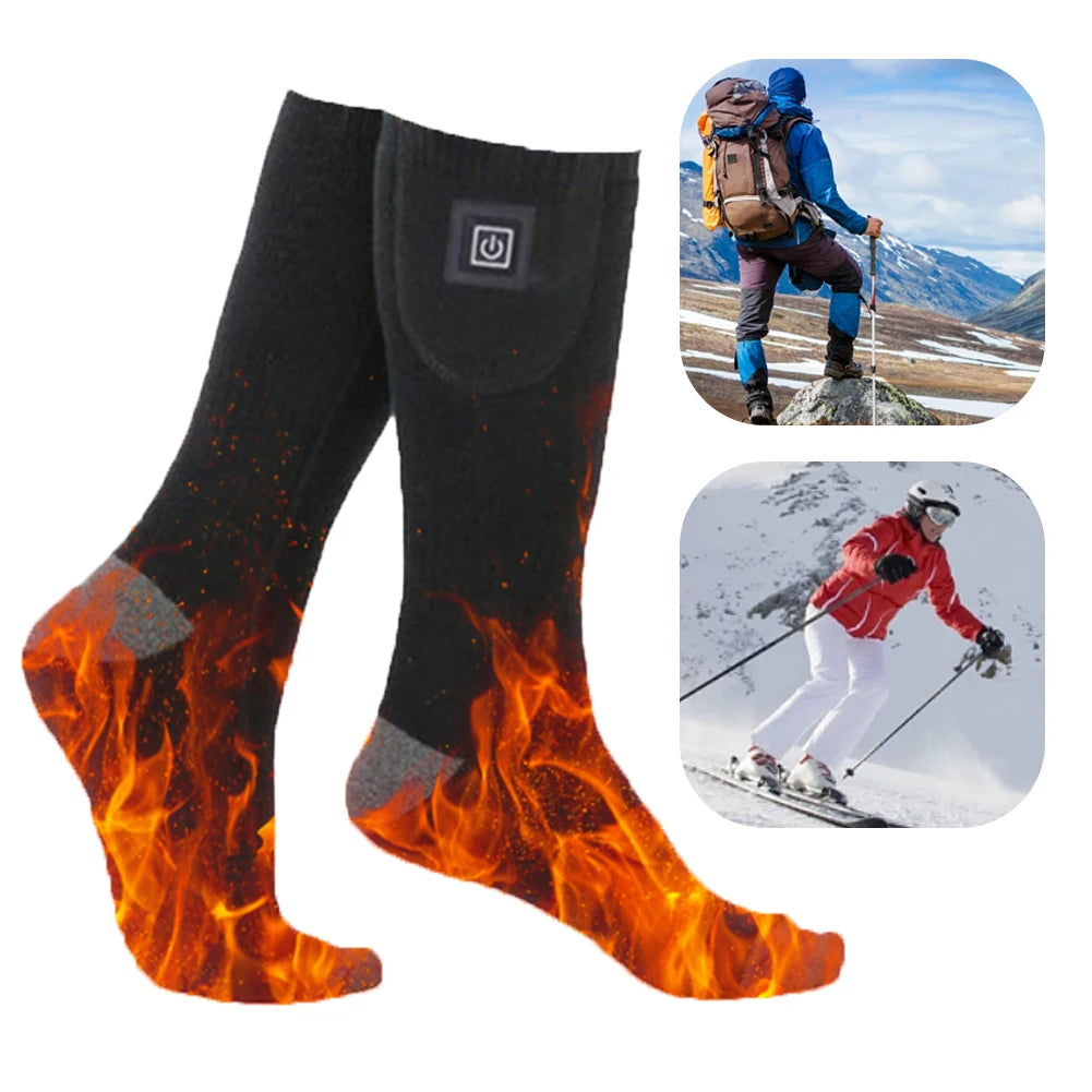 Electric Heated Socks 3 Level Temperature Electric Heating Socks Cold-Proof Winter Warm Thermal Socks for Outdoor Skiing Hiking