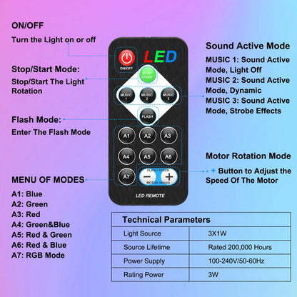 U'King 4PCS RGB LED Stage Disco Light Rotating DJ Ball Strobe Remote Control LED Magic Ball Light Christmas Party Club Show Lamp