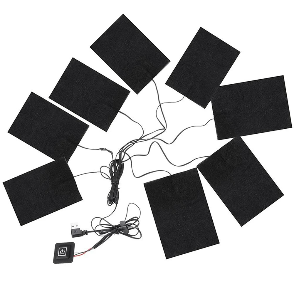 1-8pcs 3 Levels Electric Cloth Heater USB Heating Pads Outdoor Thermal Winter Heating Vest Pads Vest Heater for DIY Heated Cloth