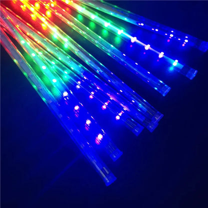 Meteor Shower LED String Lights - 8 Tube Cascading Rain Effect - Outdoor Waterproof Christmas Garden Wedding Decoration