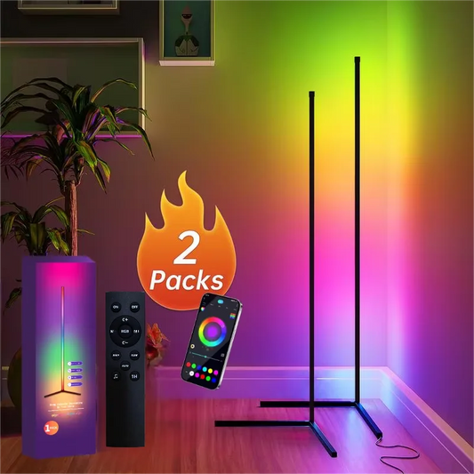RGB LED Floor Lamp 160cm - Smart Corner Light with App & Remote Control, 16M Colors (1PC/2PC Set)