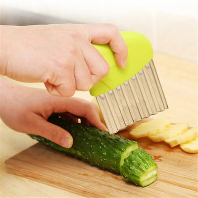 Potato Cutter Chip French Fry Maker Stainless Steel Wavy Knife French Fries Chopper Knife Chopper French Fry Kitchen Tools - Connor & Co