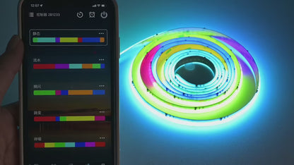 WiFi COB RGBIC LED Strip - 12V WS2811 Addressable - Smart Home Compatible - Alexa & Google Assistant