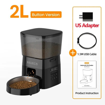ROJECO Automatic Pet Feeder Button Version Auto Cat Food Dispenser Accessories Smart Control Pet Feeder For Cats Dog Dry Food - Connor & Co