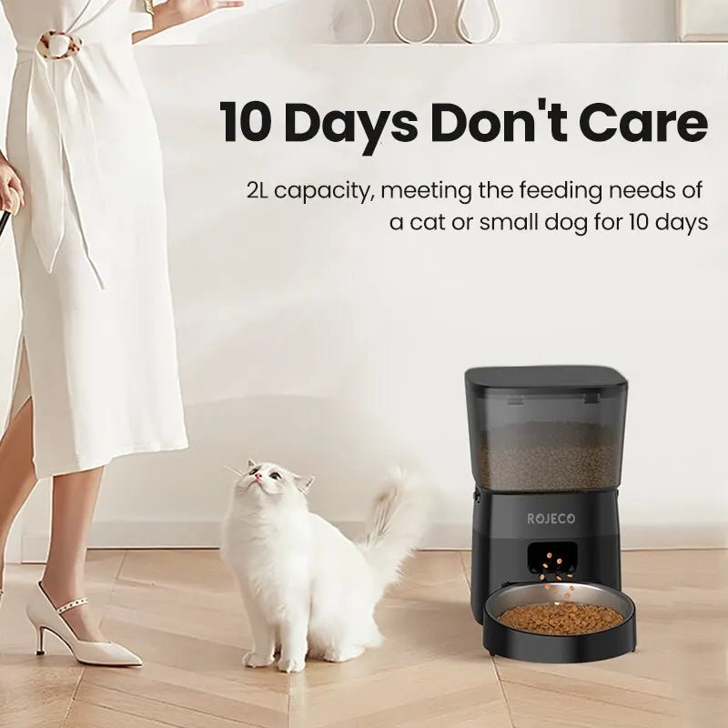 ROJECO Automatic Pet Feeder Button Version Auto Cat Food Dispenser Accessories Smart Control Pet Feeder For Cats Dog Dry Food - Connor & Co